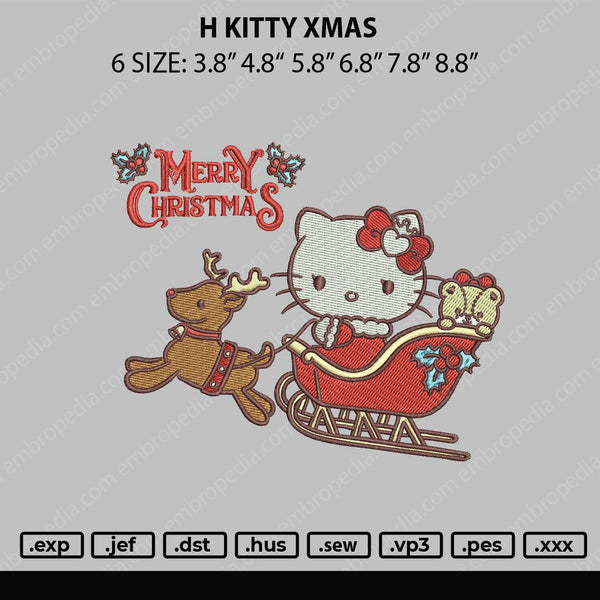 H Kitty Xmas Embroidery File 6 sizes