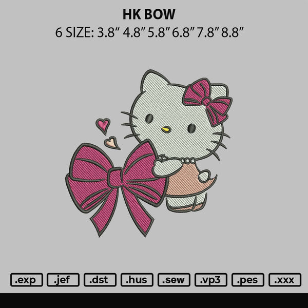 Hk Bow Embroidery File 6 sizes