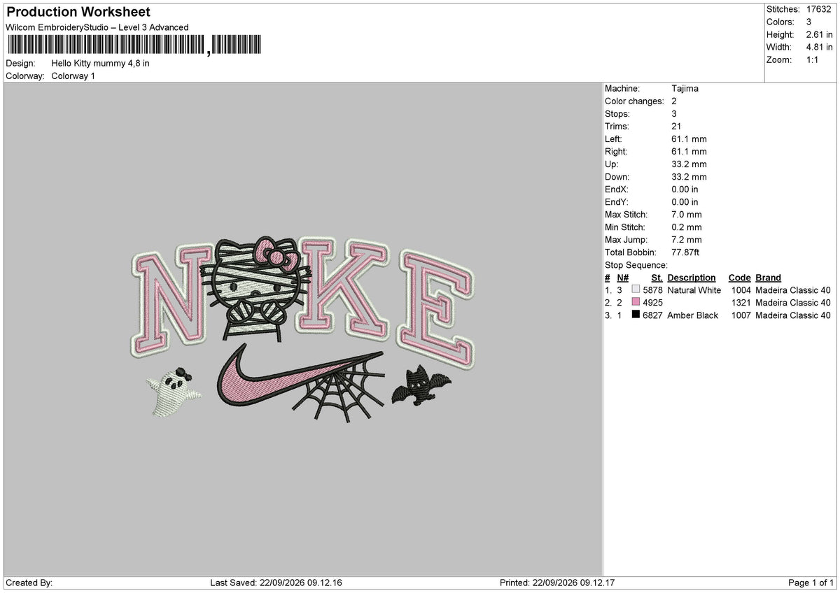 Hello Kitty Mummy Embroidery Machine Design Files