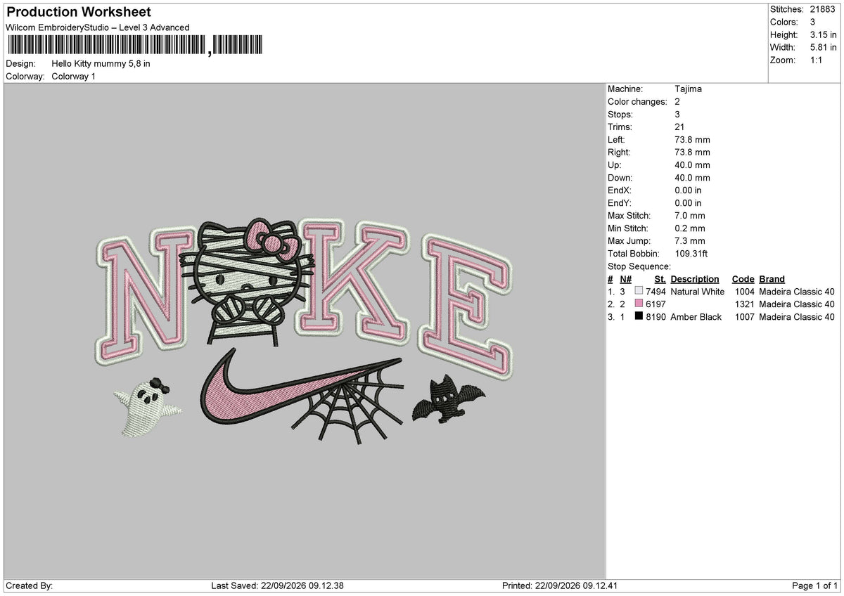 Hello Kitty Mummy Embroidery Machine Design Files