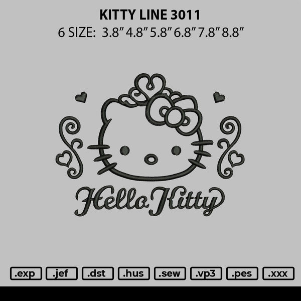 Kitty Line 3011 Embroidery File 6 sizes