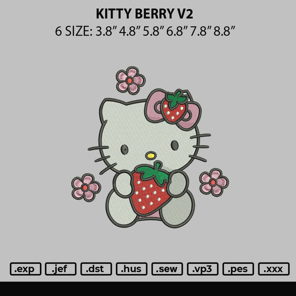 Kitty Berry V2 Embroidery File 6 sizes