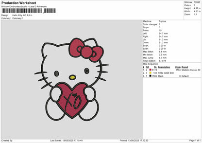 Hello Kitty XO Embroidery Files