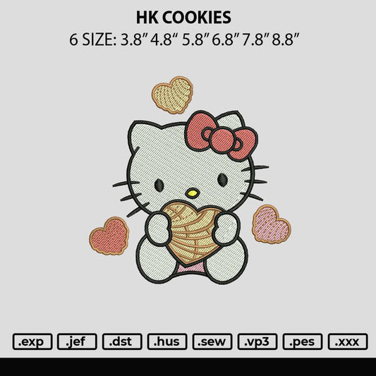 Hk Cookies Embroidery File 6 sizes