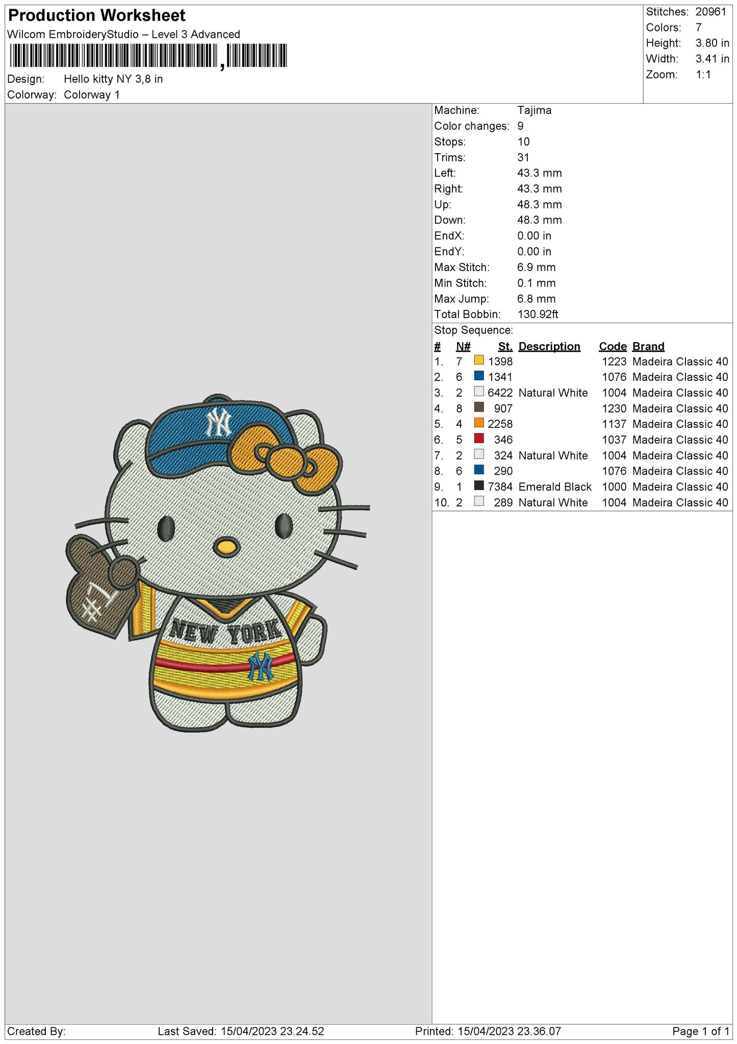 Hk Ny Embroidery File 6 sizes