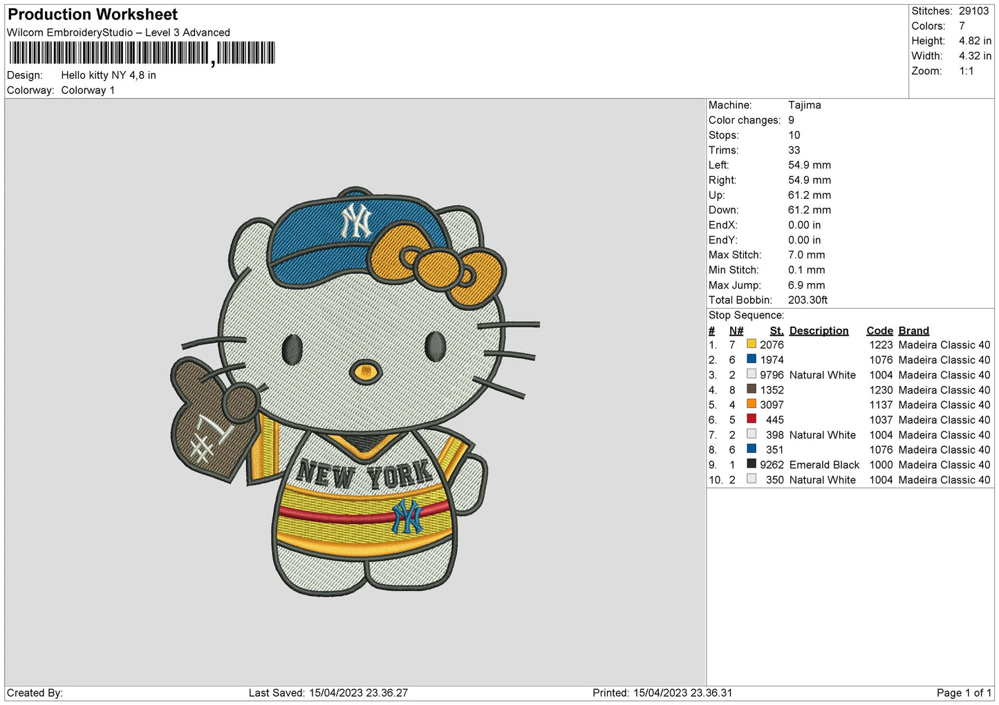 Hk Ny Embroidery File 6 sizes