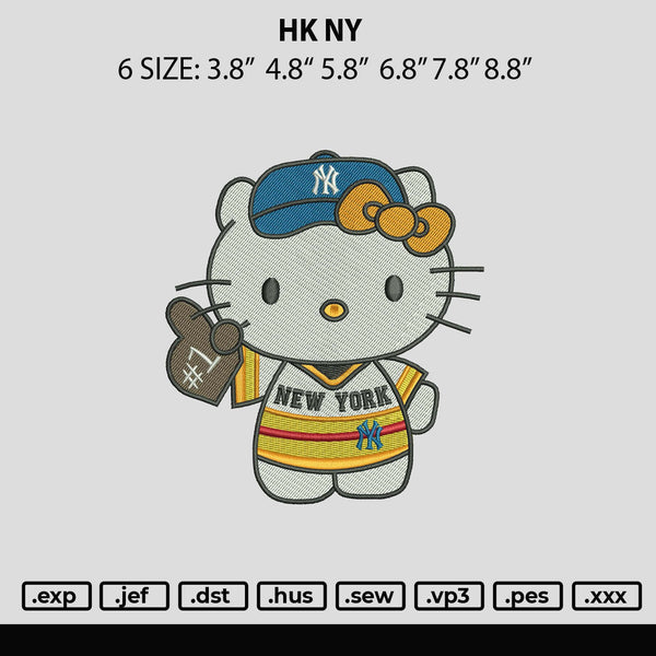 Hk Ny Embroidery File 6 sizes