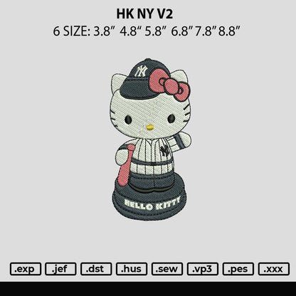 Hk ny V2 Embroidery File 6 sizes