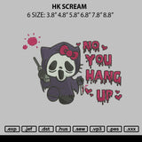 Hk Scream Embroidery File 6 sizes