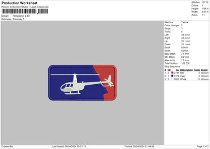 Hellycopter Embroidery File 6 sizes