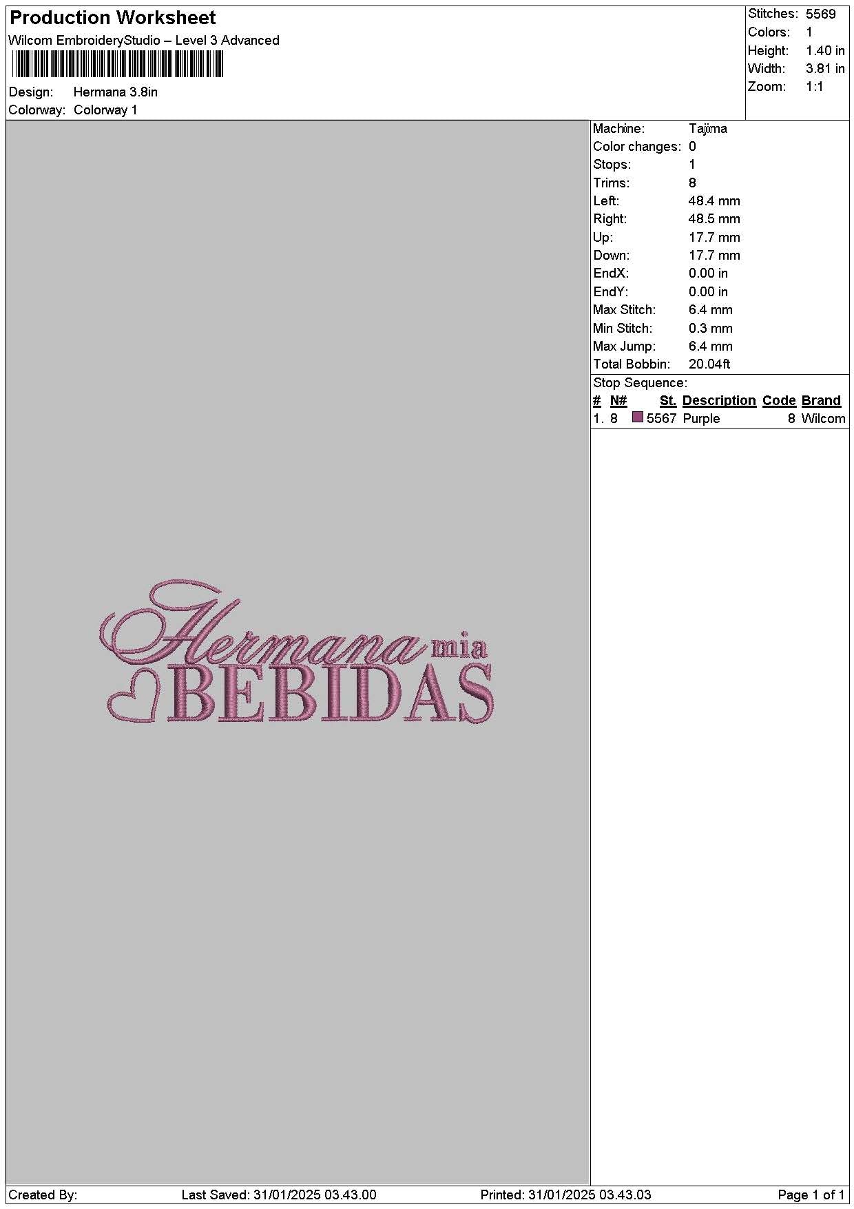 Hermanatext Embroidery File 6 sizes