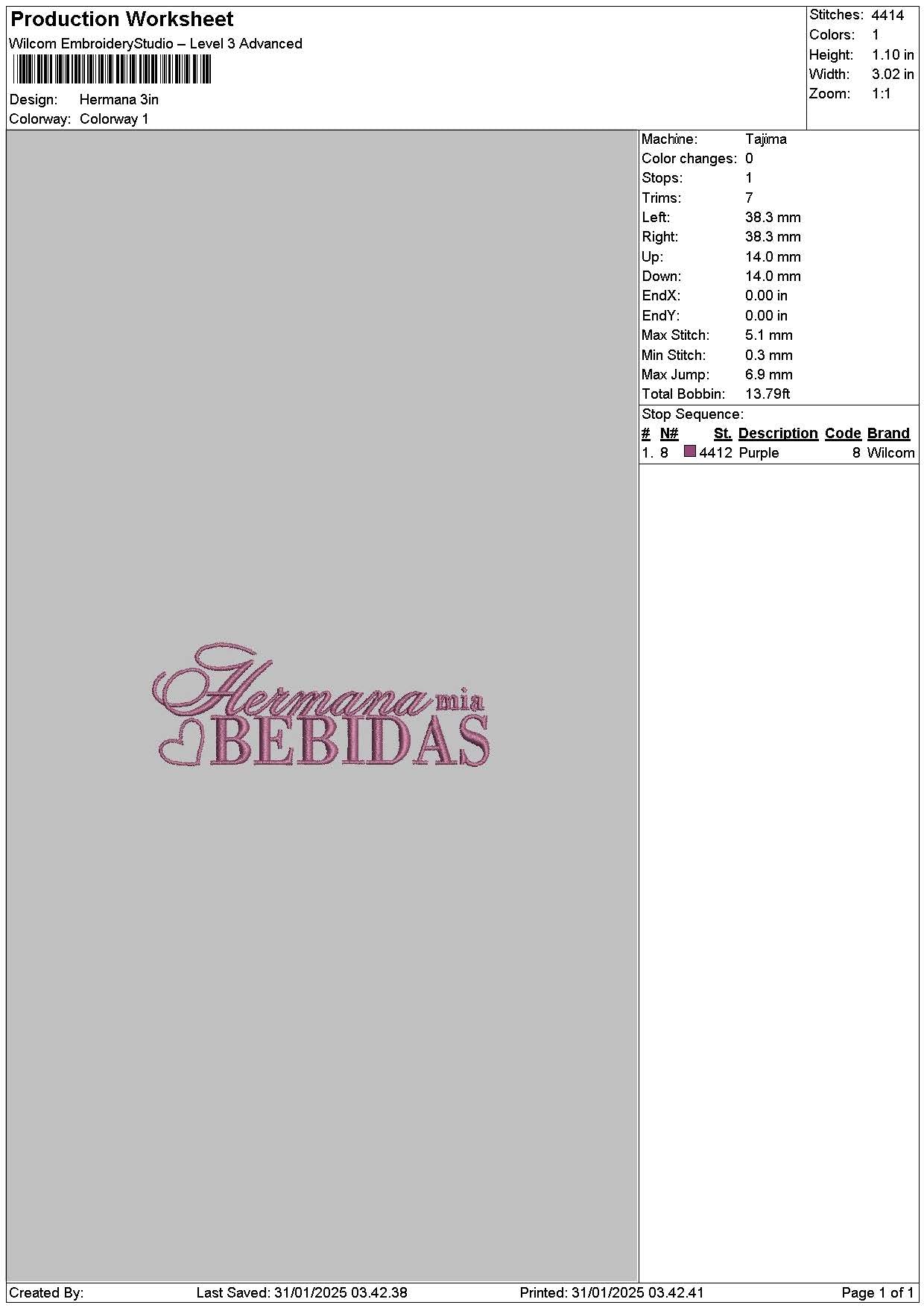 Hermanatext Embroidery File 6 sizes