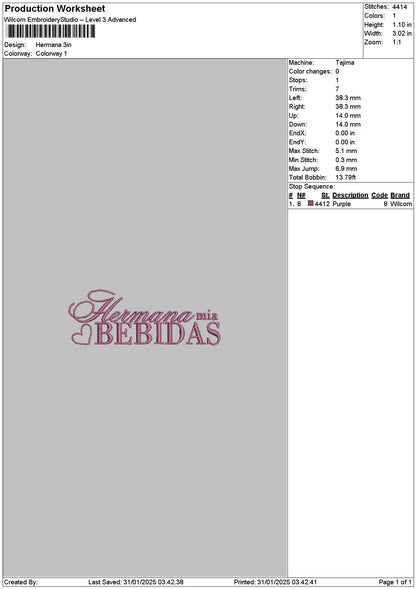 Hermanatext Embroidery File 6 sizes