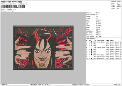 Hex Girl Embroidery File 5 sizes