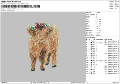 Flower Cow Embroidery File 6 sizes