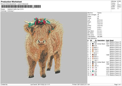 Flower Cow Embroidery File 6 sizes
