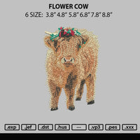 Flower Cow Embroidery File 6 sizes