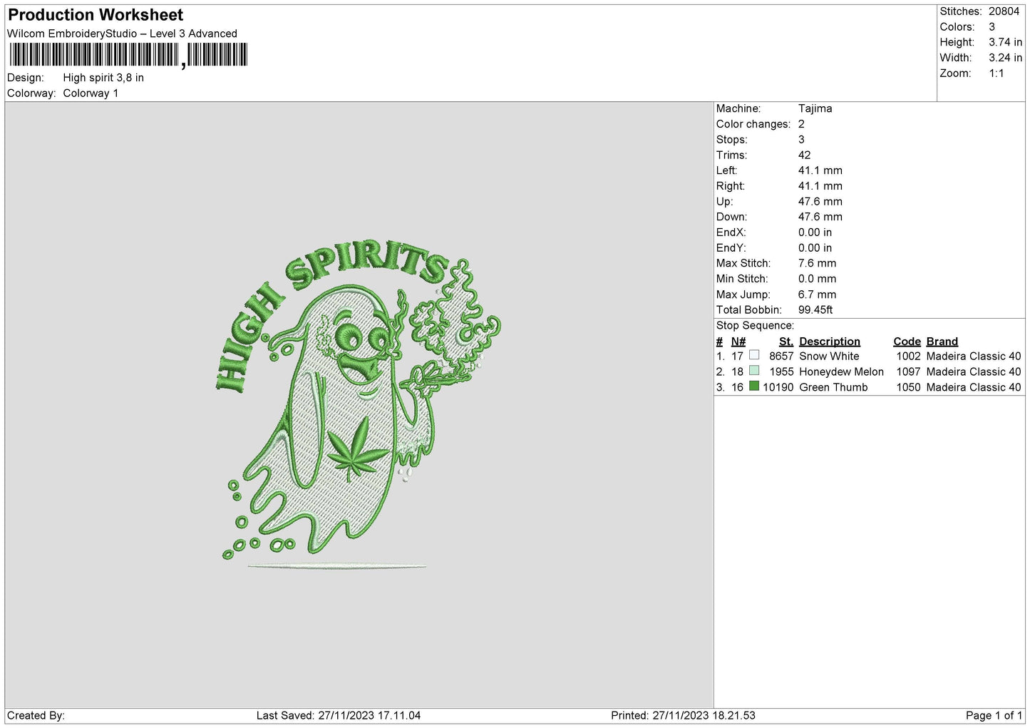 Ghosthigh Embroidery File 6 sizes