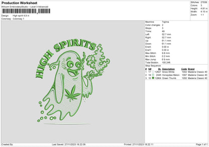Ghosthigh Embroidery File 6 sizes
