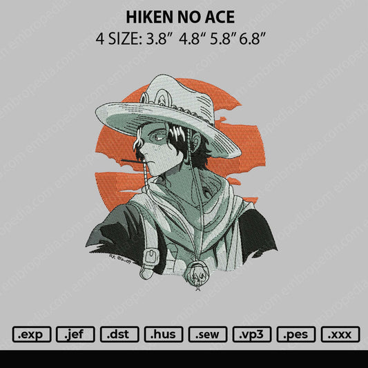 Hiken No Ace Embroidery File 4 sizes