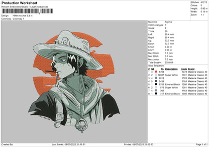 Hiken No Ace Embroidery File 4 sizes