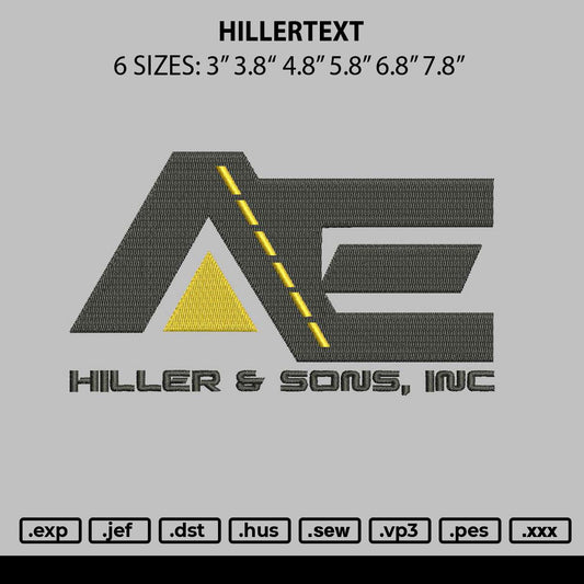 Hillertext Embroidery File 6 sizes