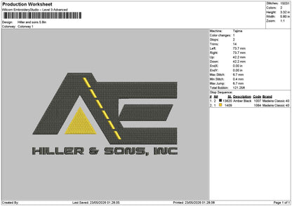 Hillertext Embroidery File 6 sizes