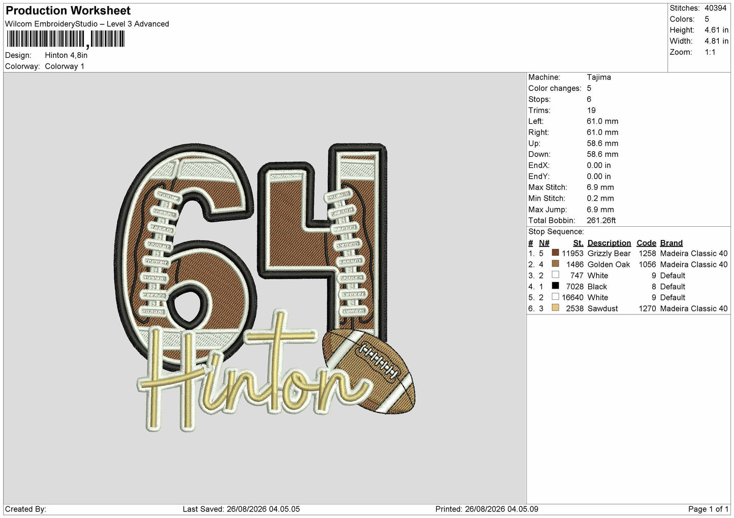 Hinton Text Embroidery Machine Design File 6 sizes