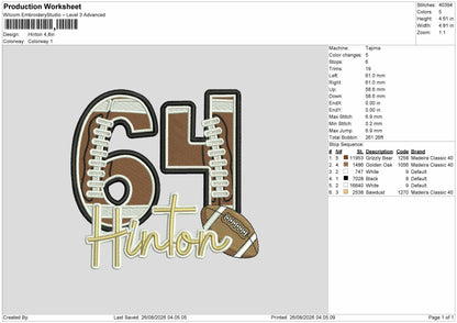 Hinton Text Embroidery Machine Design File 6 sizes