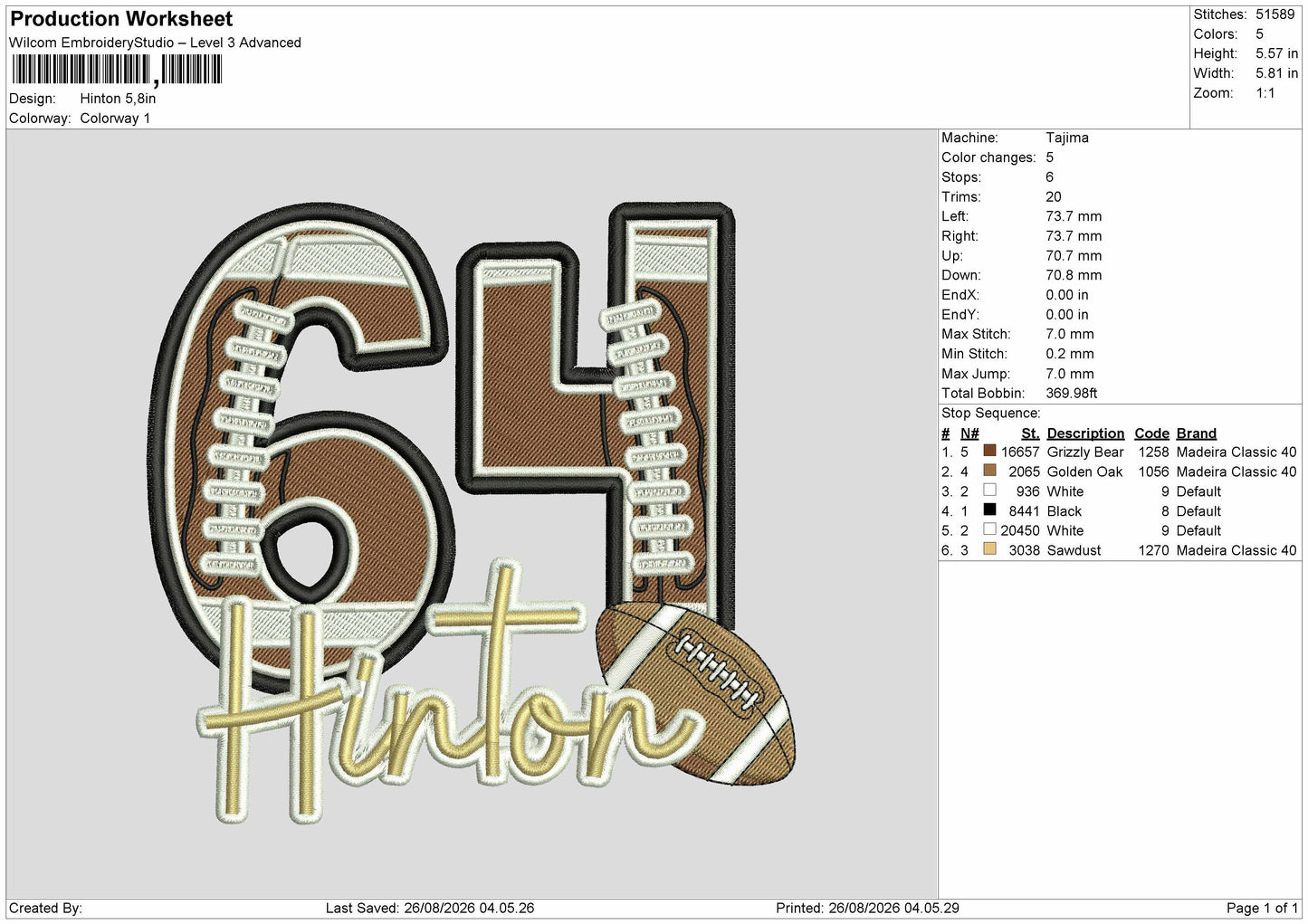 Hinton Text Embroidery Machine Design File 6 sizes