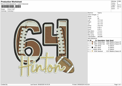 Hinton Text Embroidery Machine Design File 6 sizes