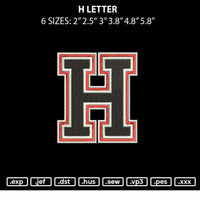 H Letter Embroidery File 6 sizes