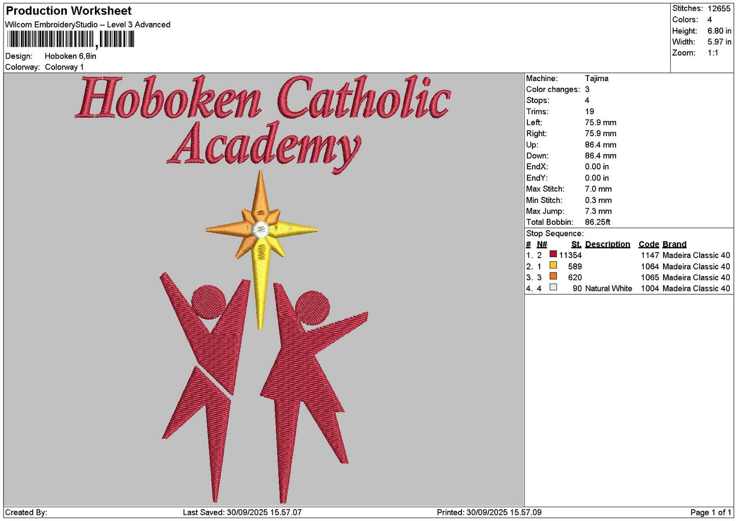Hobokentext Embroidery File 6 sizes