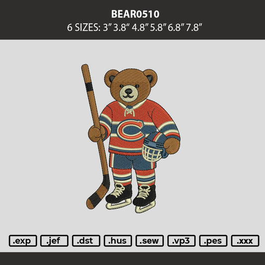 Bear0510 Embroidery Machine Design File 6 sizes
