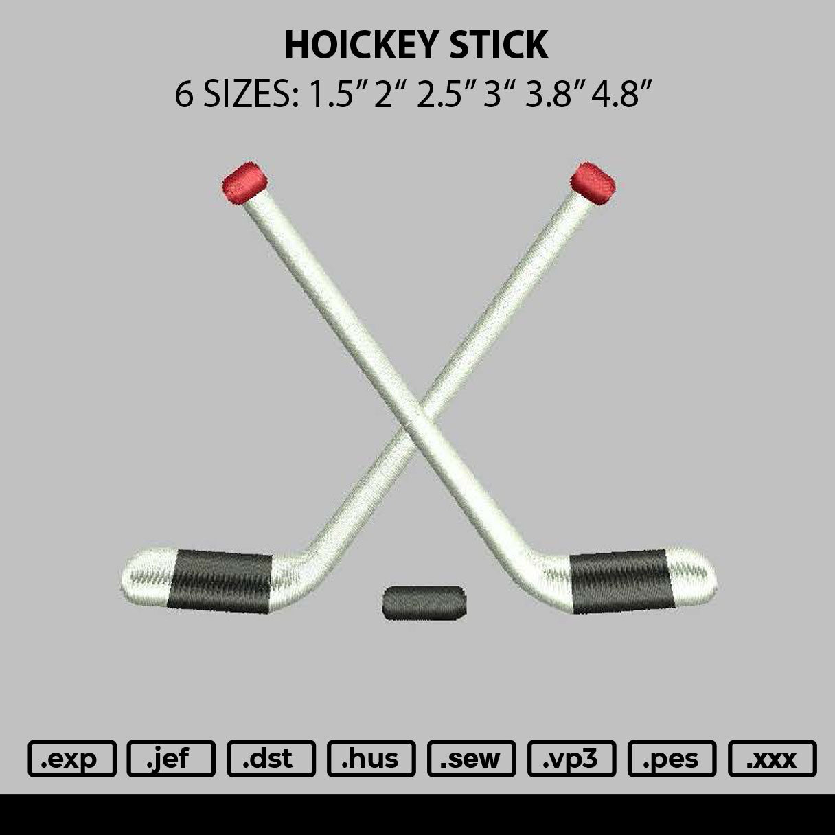 Hockey Sticks Embroidery File 6 sizes