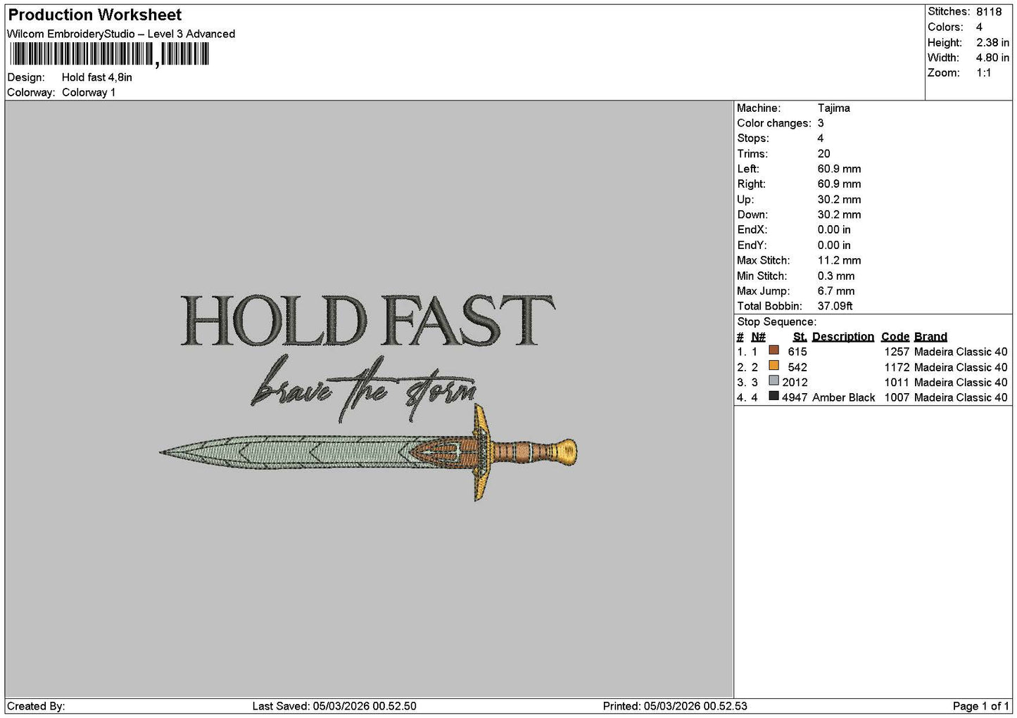 Holdtext 0503 Embroidery File 6 sizes
