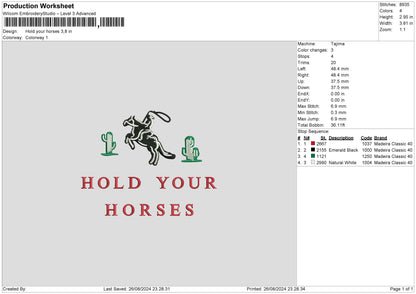 Horsestext 2608 Embroidery File 6 sizes