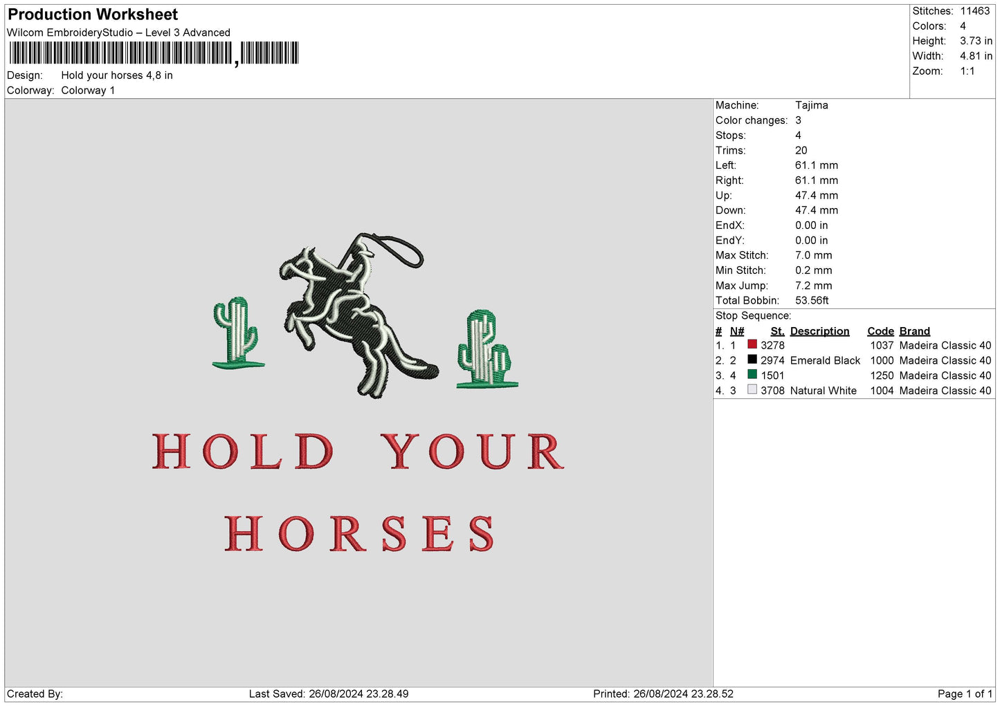Horsestext 2608 Embroidery File 6 sizes