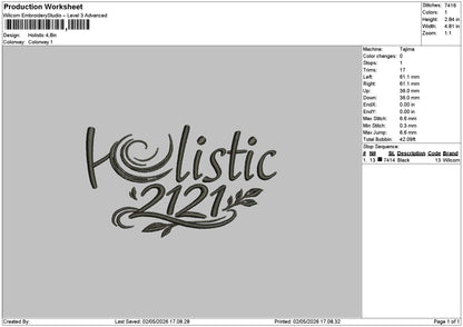 Holistictext Embroidery File 6 sizes