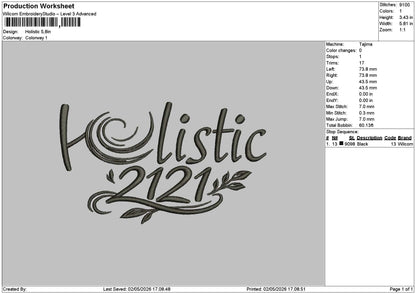 Holistictext Embroidery File 6 sizes
