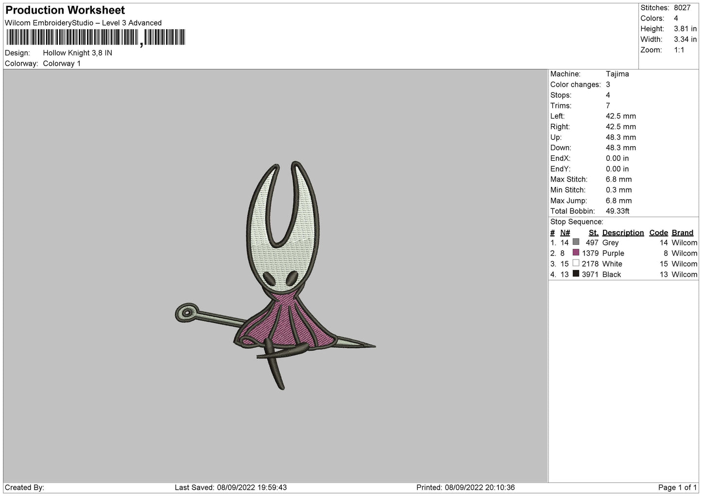 Hello Knight Embroidery File 5 sizes
