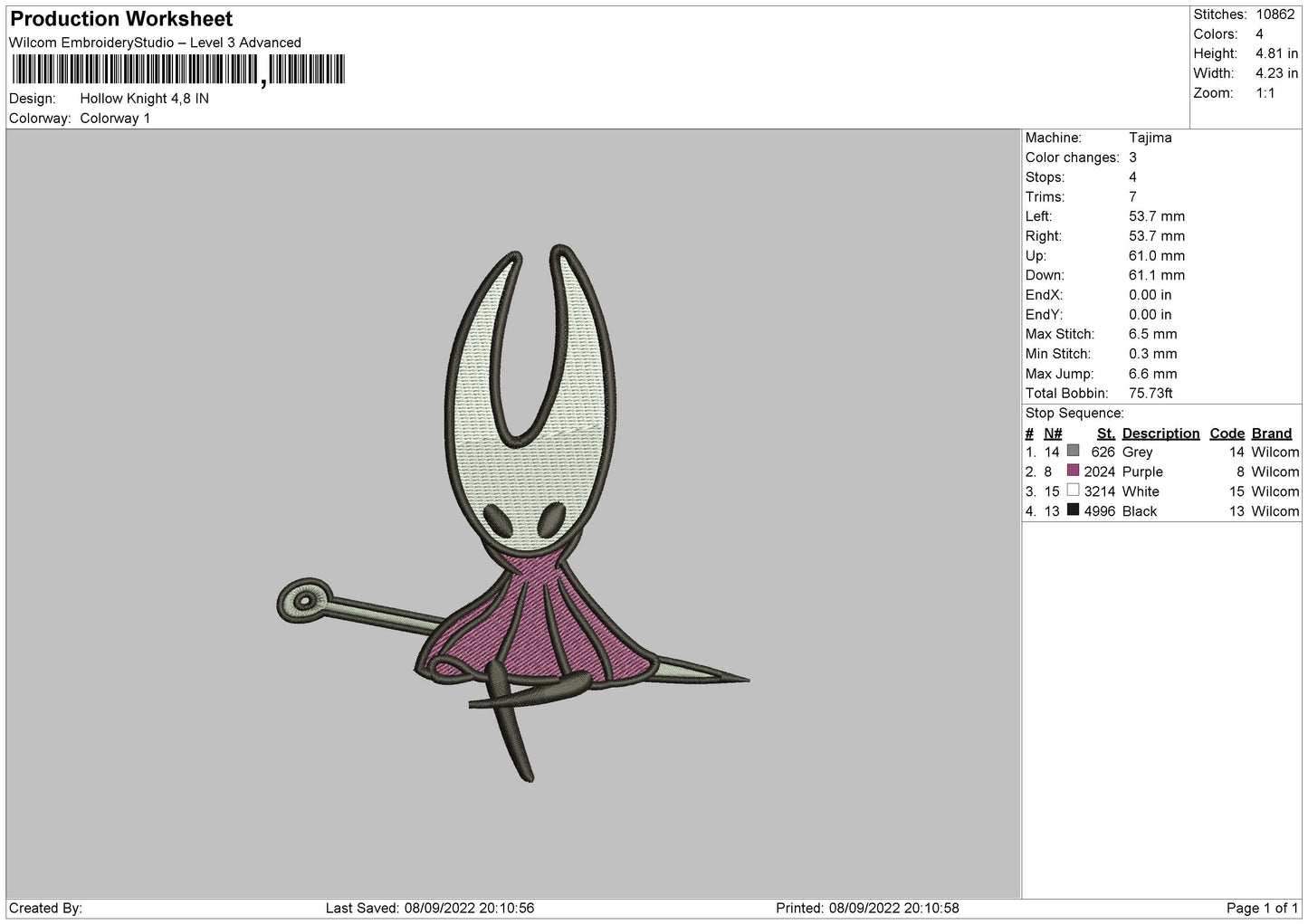 Hello Knight Embroidery File 5 sizes