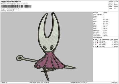 Hello Knight Embroidery File 5 sizes