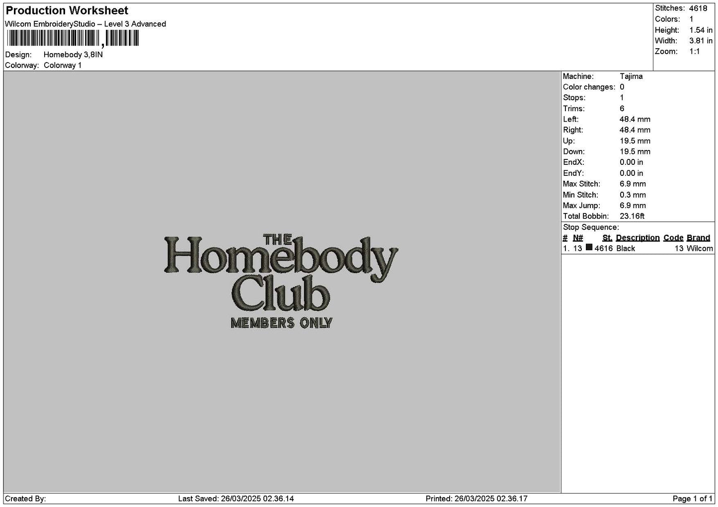 Homebodytext 2603 Embroidery File 6 sizes