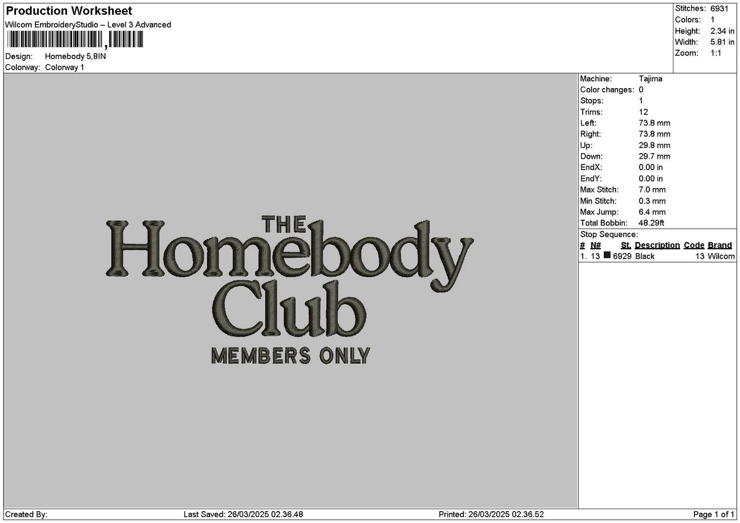 Homebodytext 2603 Embroidery File 6 sizes