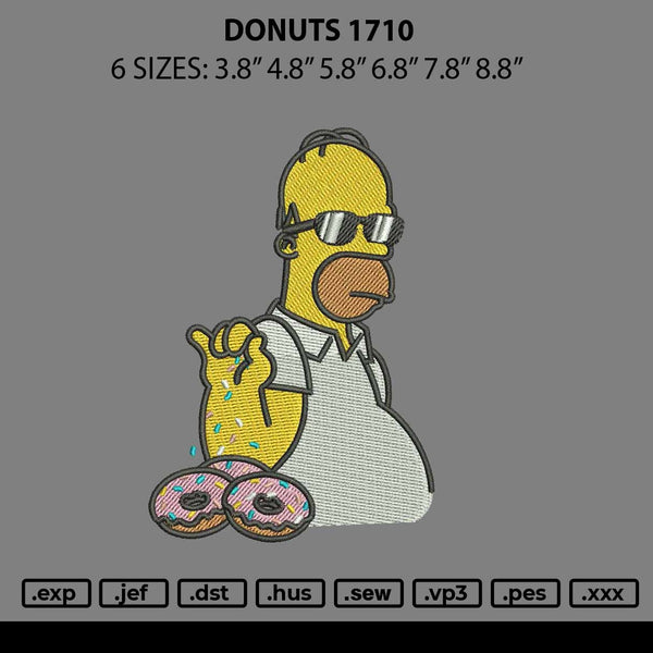 Donuts 1710 Embroidery File 6 sizes