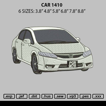 Car 1410 Embroidery File 6 sizes