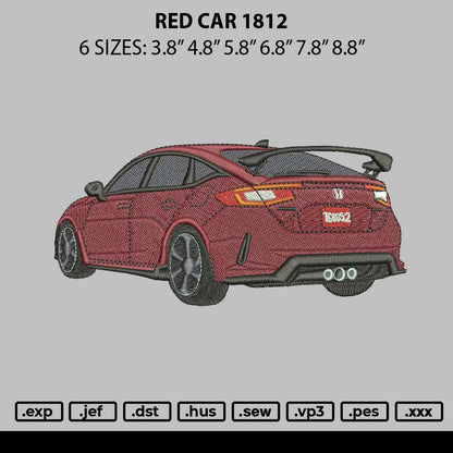 Red Car 1812 Embroidery File 6 sizes