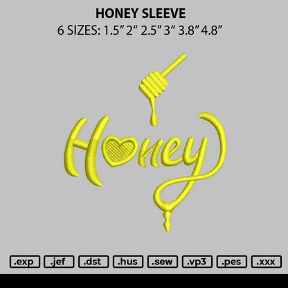 Honey Sleeve Embroidery File 6 sizes