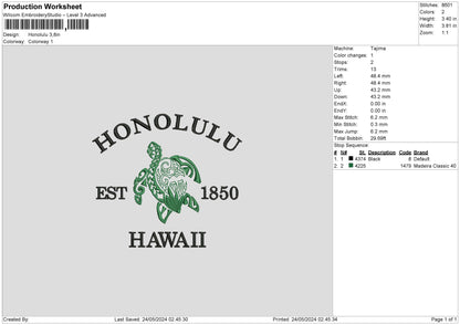 Hawaiitext Embroidery File 6 sizes